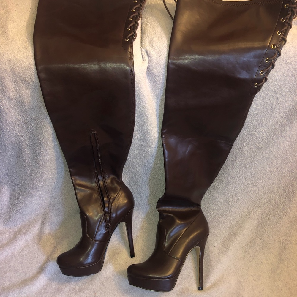 Getty Thigh High Back Lace Boot